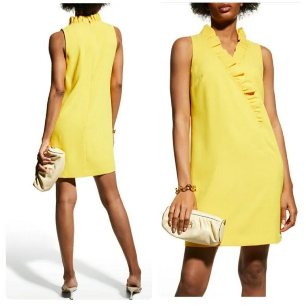 Trina Turk Atlantis Ruffled V-Neck Sleeveless Dres - Picture 1 of 13